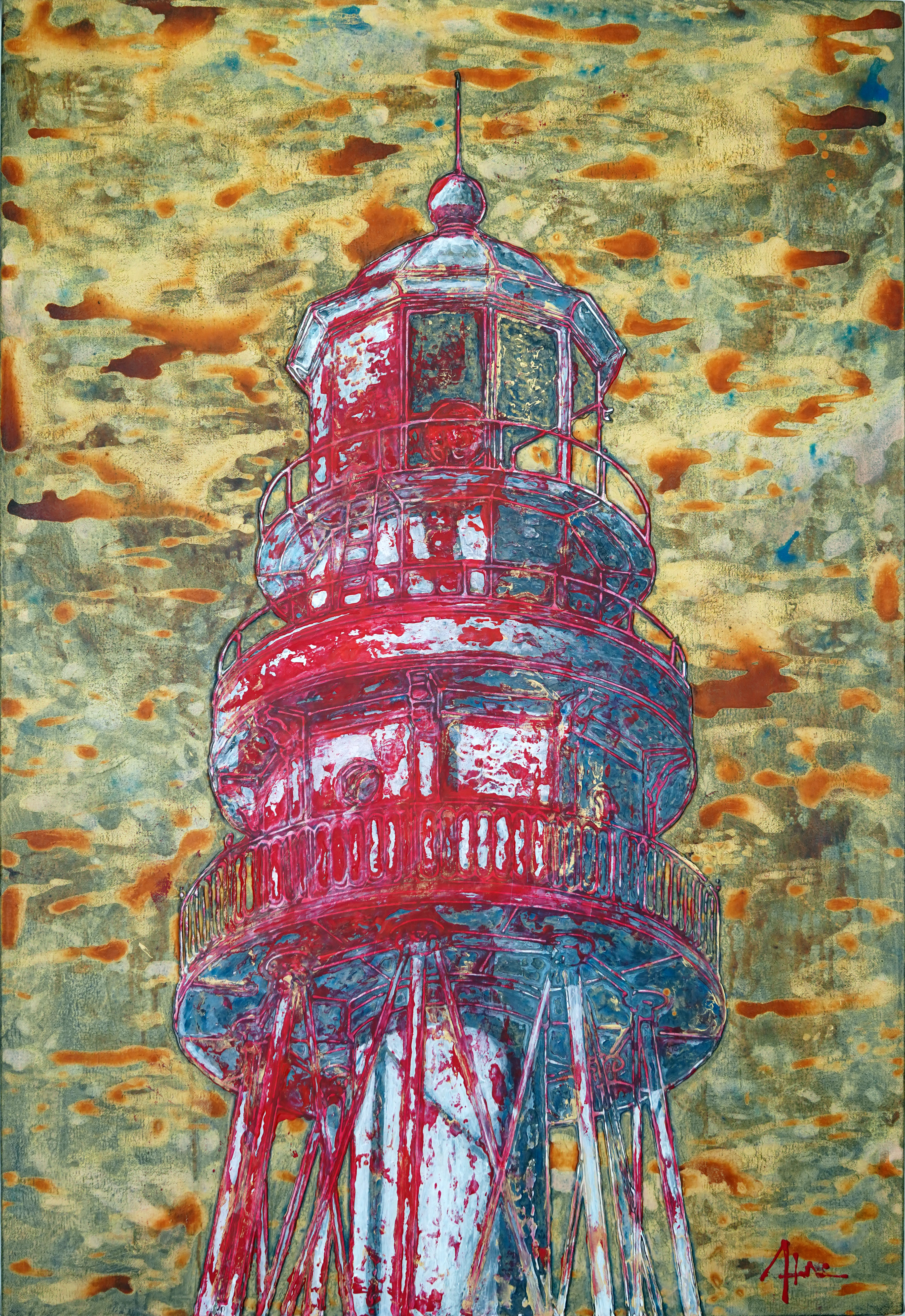 Lighthouse 5. Acrylic on Canvas, Wood Panel. 41 x 28 in. 2021 - Andy Astencio (https://andyastencio.com)